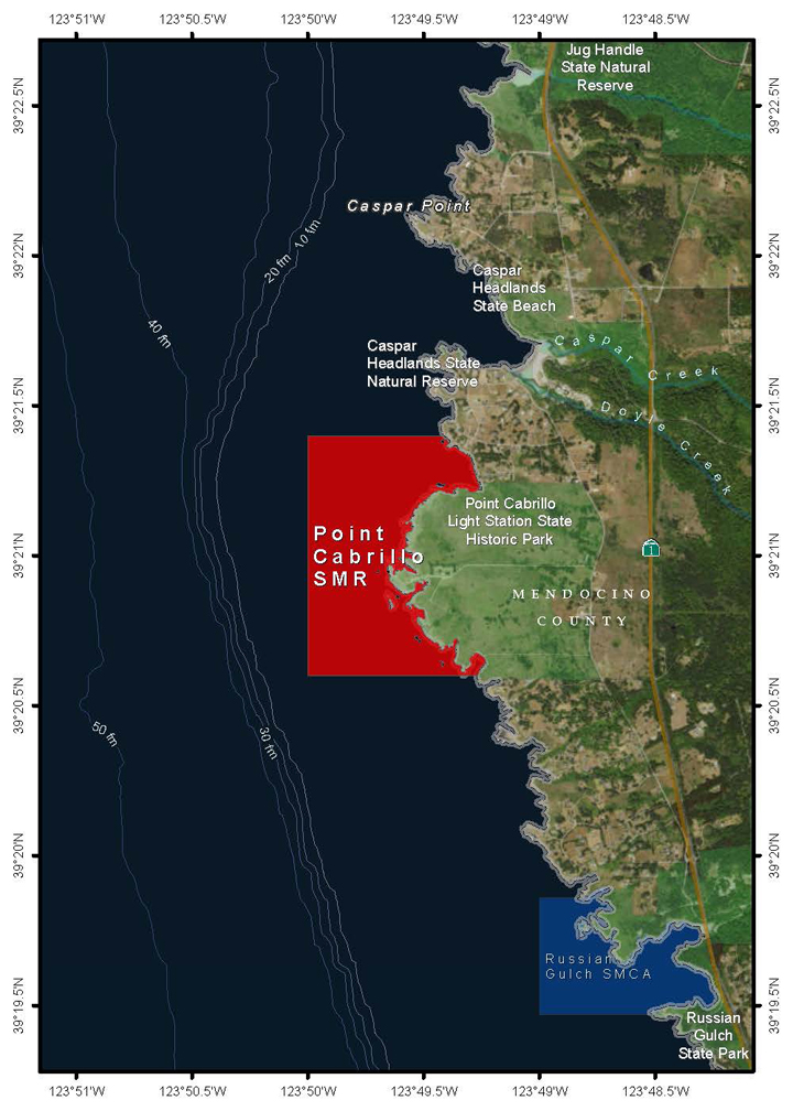 Map of Point Cabrillo State Marine Reserve - click to enlarge in new tab